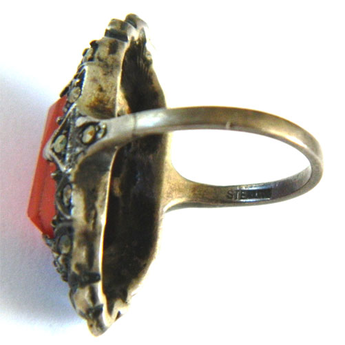 Art deco sterling carnelian ring