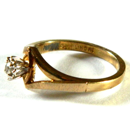 Gold plated sterling silver solitaire ring