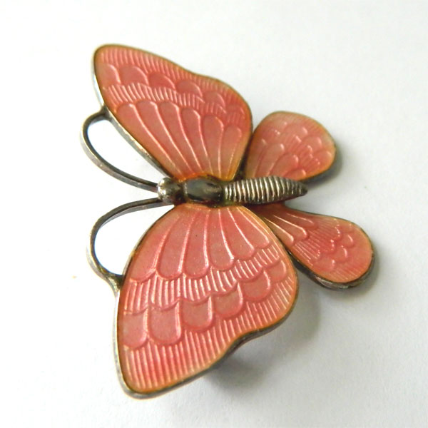 Danish silver enameled butterfly brooch