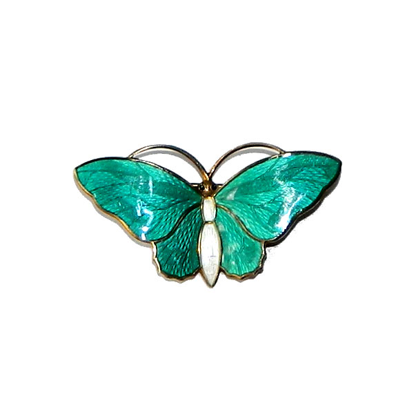 Sterling silver enameled butterfly brooch