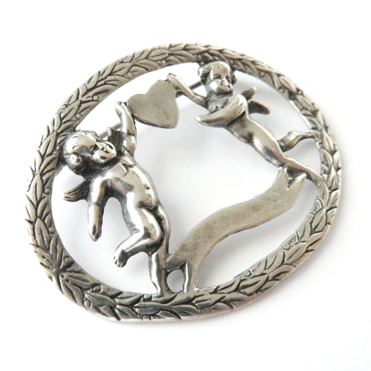 Art Nouveau sterling Cupid brooch