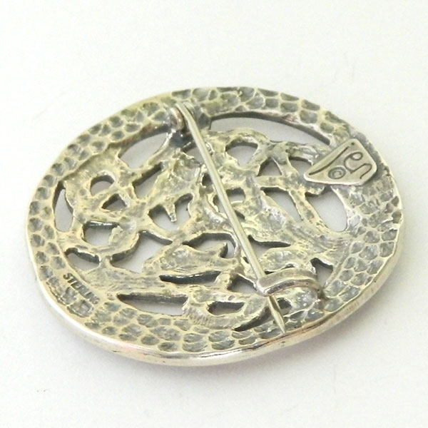 Sterling silver cat brooch