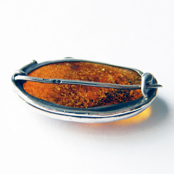 Polish sterling amber brooch