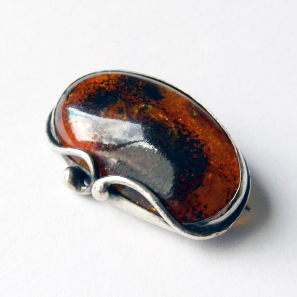 sterling and amber brooch