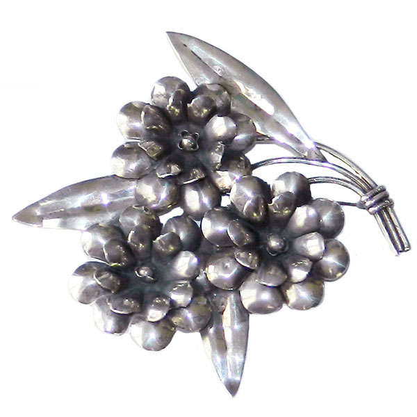sterling silver floral brooch
