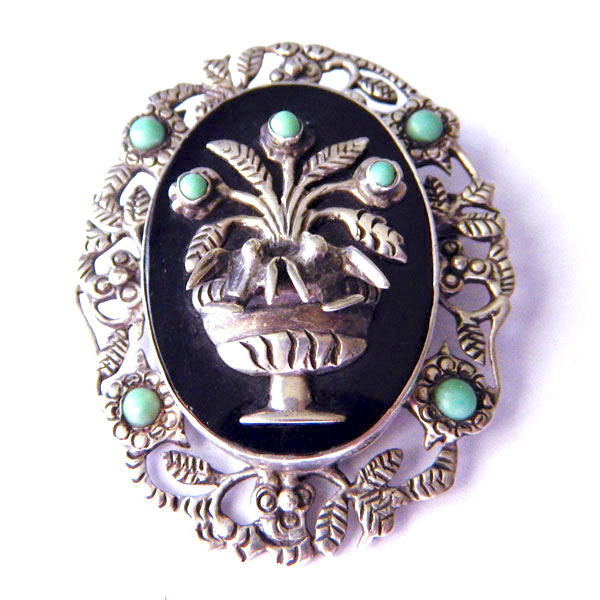 sterling turquoise brooch