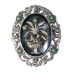 Mexican silver turquoise brooch