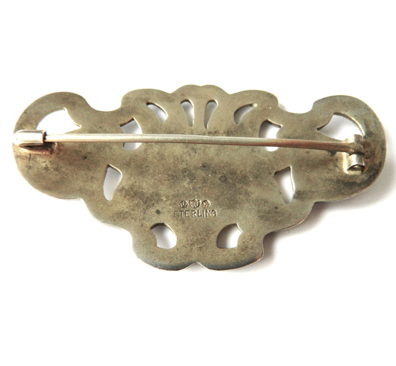 Sterling silver pansy brooch