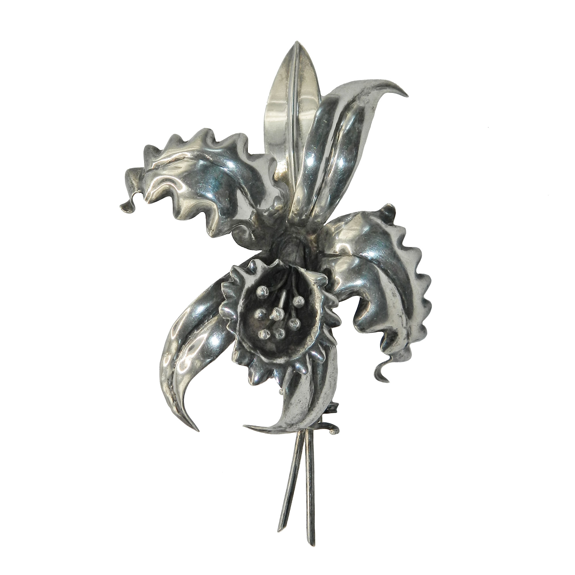 Sterling silver flower brooch