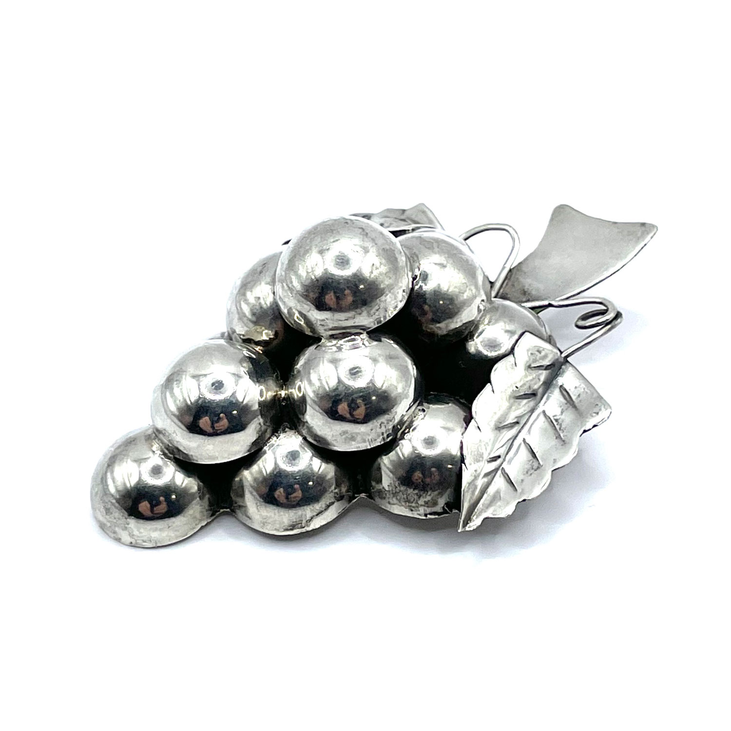 Sterling silver grapes brooch