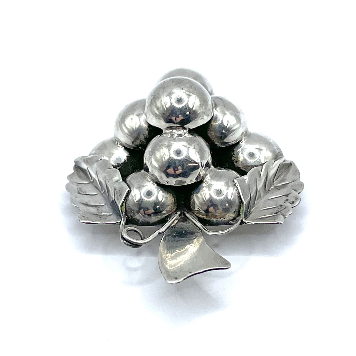 Sterling silver grapes brooch