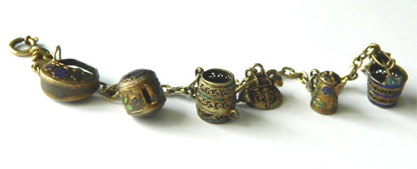 Enameled silver charm bracelet