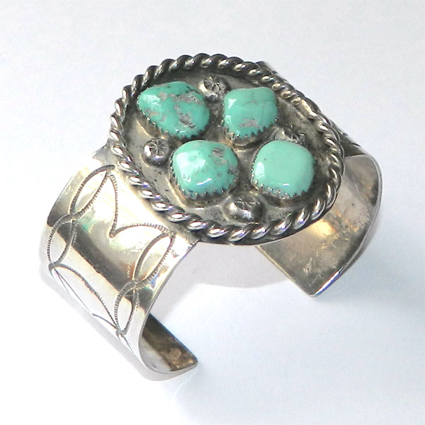 Navajo silver turquoise cuff bracelet