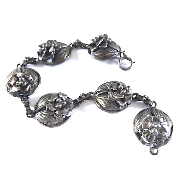 Sterling silver floral bracelet