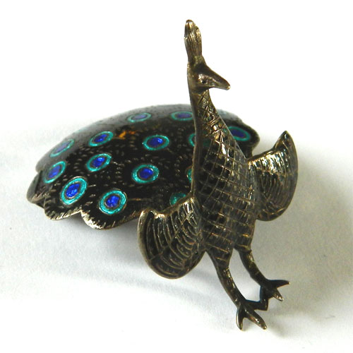 Siam silver Enameled peacock brooch