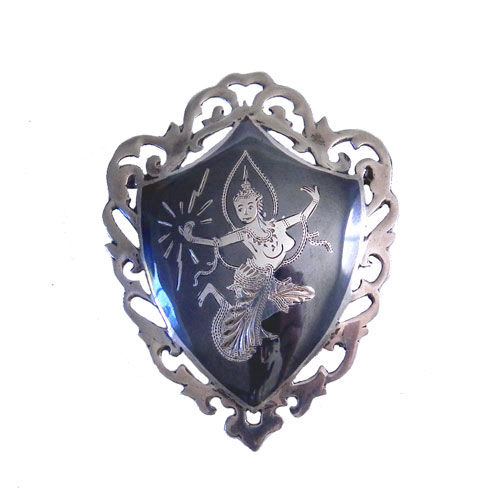 Mekkala Goddess Siam silver brooch