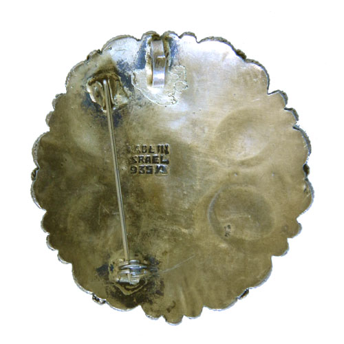 Israeli silver cabochon brooch