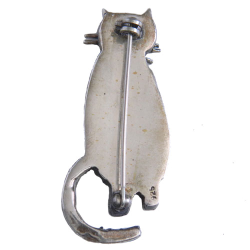 Adorable sterling silver cat brooch