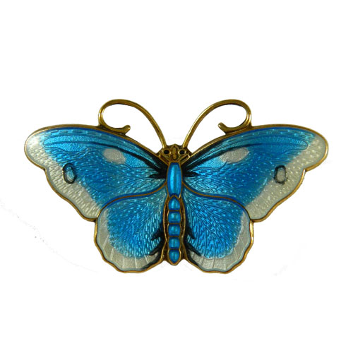 Sterling silver enameled butterfly brooch