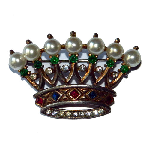1940's silver Trifari crown brooch