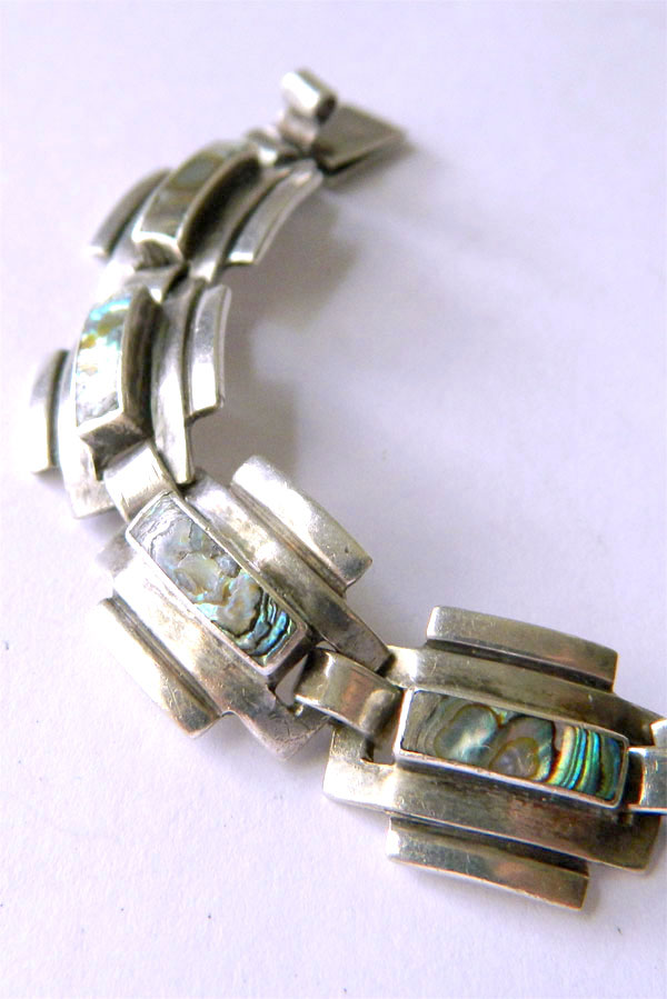 Mexican silver abalone bracelet