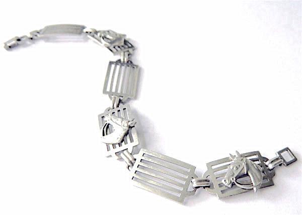 1920's silver equestrian bracelet