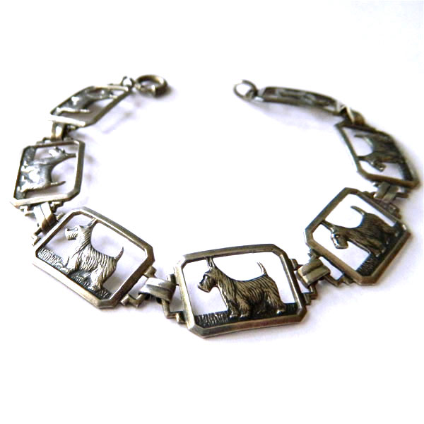 1920s sterling Scotty dog bracelet