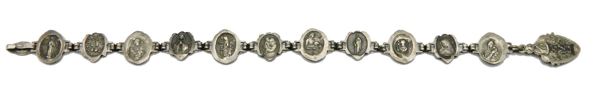 Antique rosary sterling charm bracelet