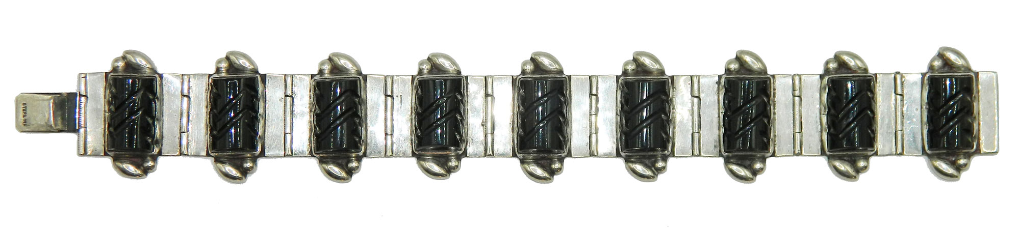 Vintage Mexican silver onyx bracelet