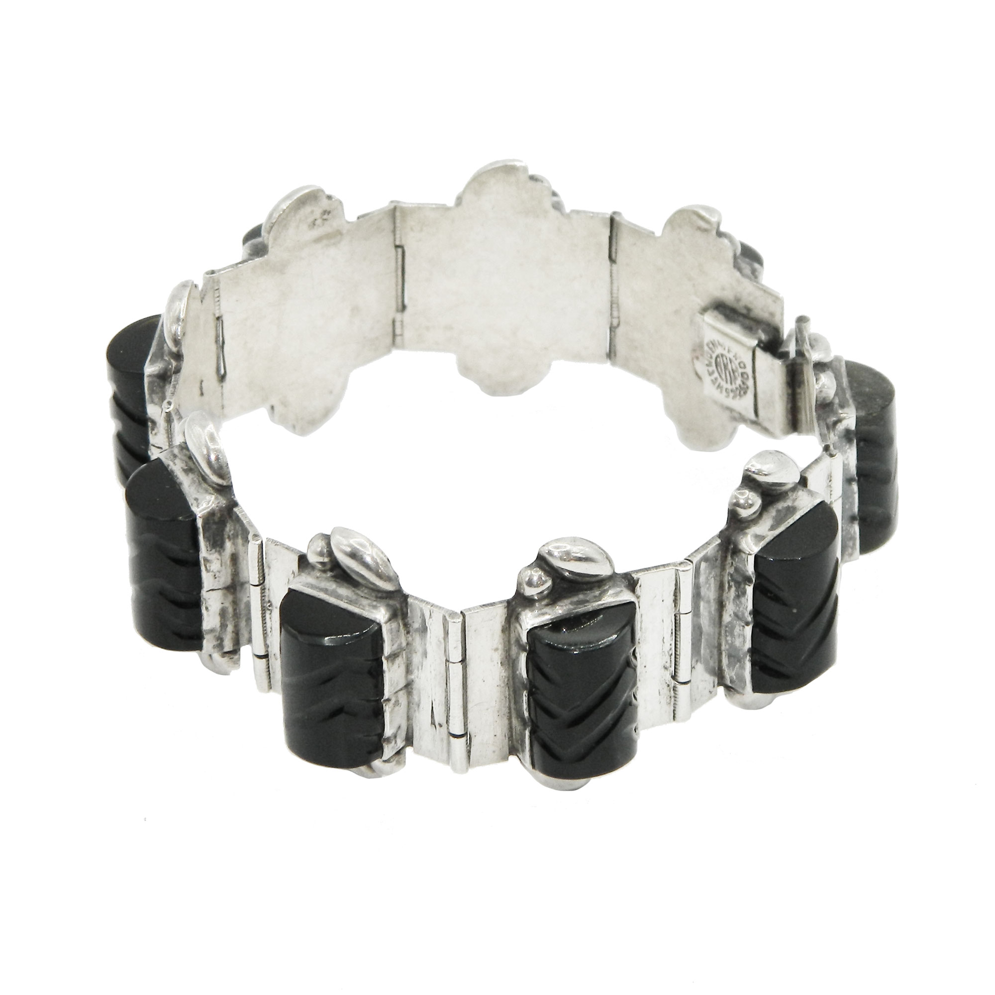 Vintage Mexican silver onyx bracelet