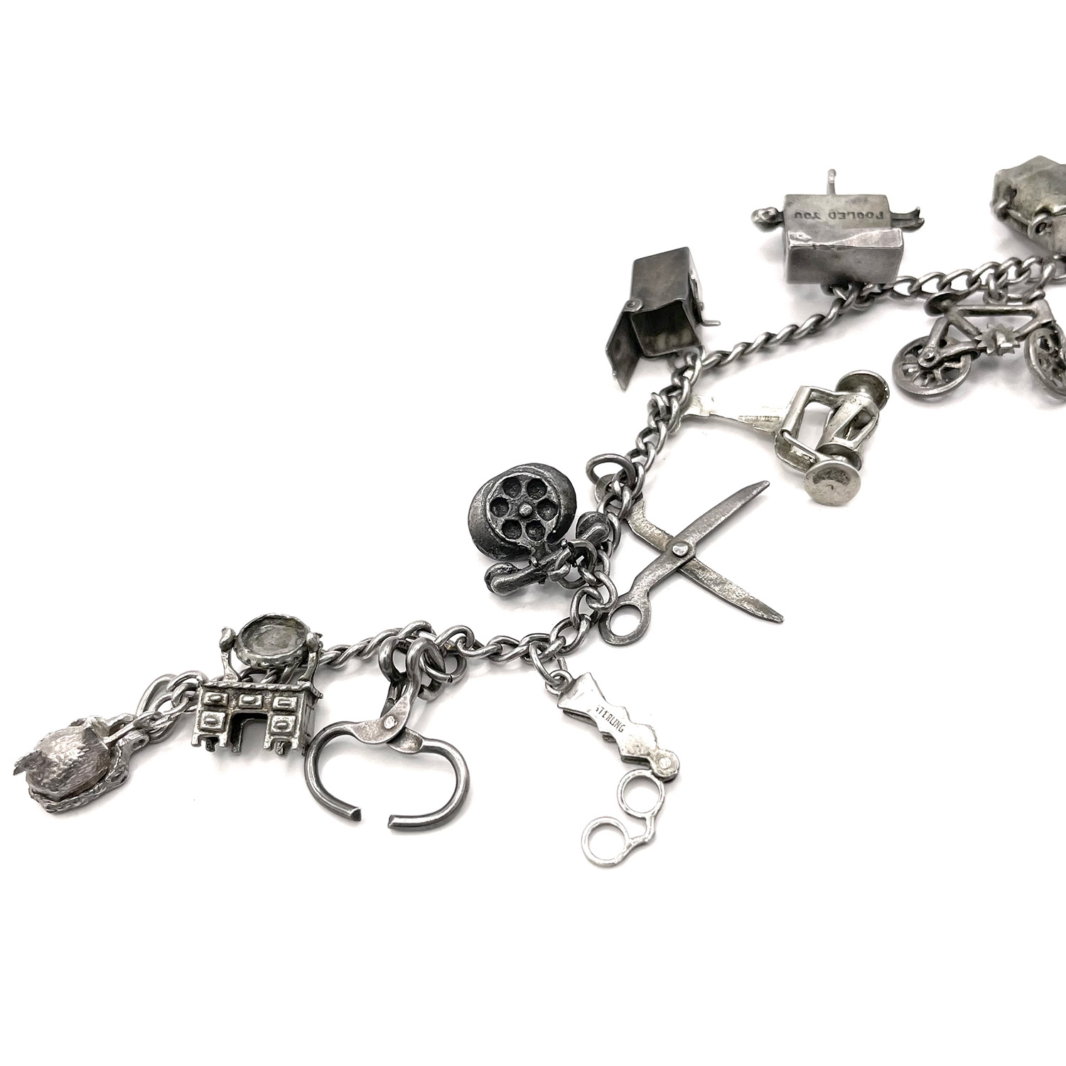 Moveable sterling silver charm bracelet