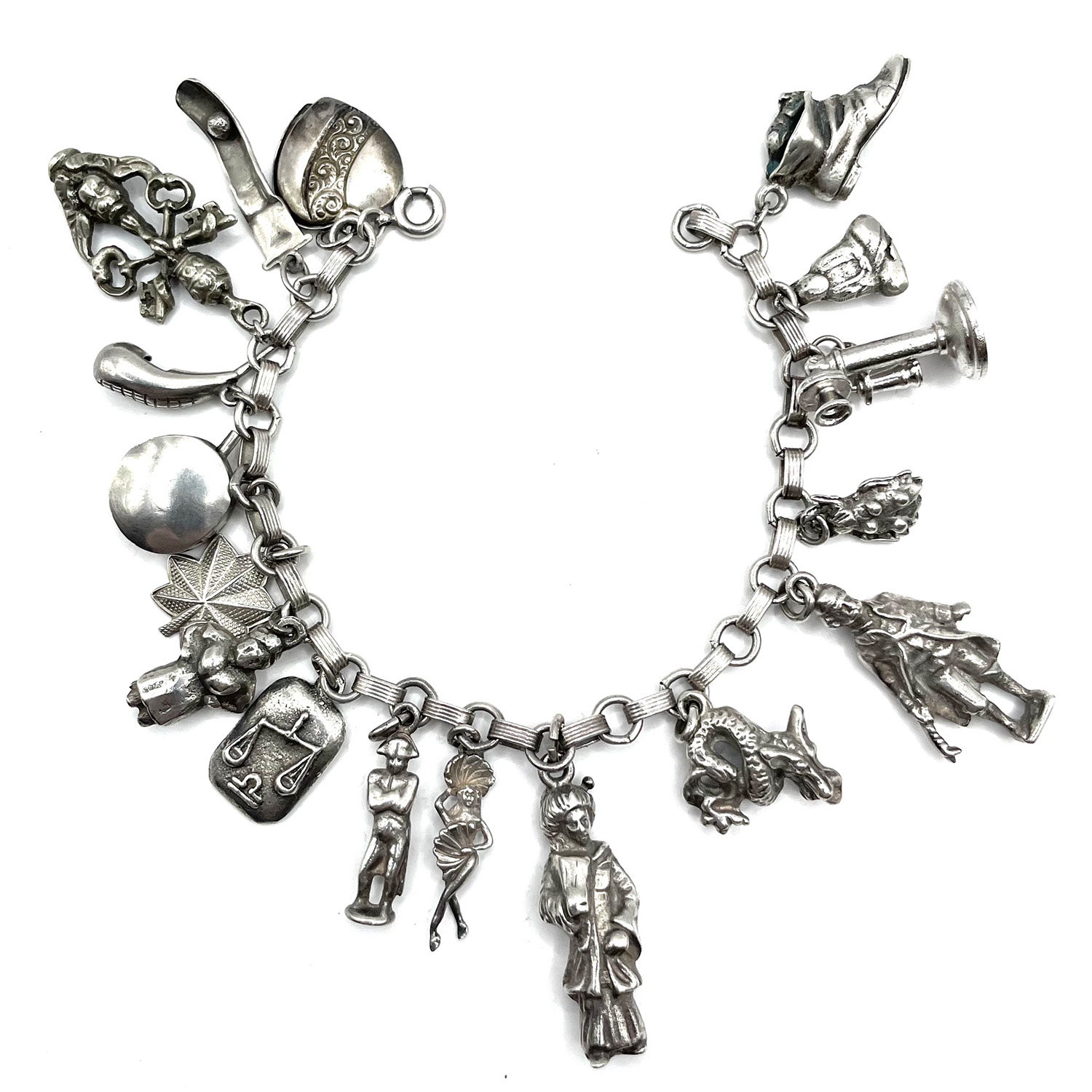 1940s sterling silver charm bracelet