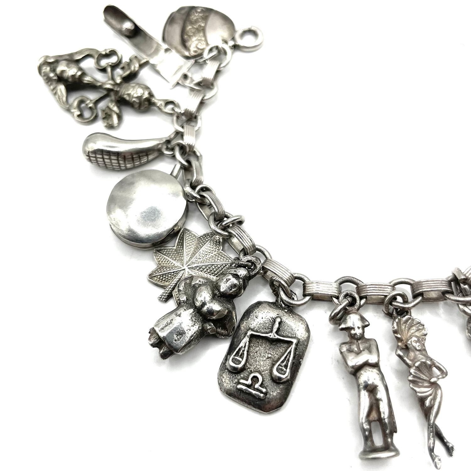 1940s sterling silver charm bracelet