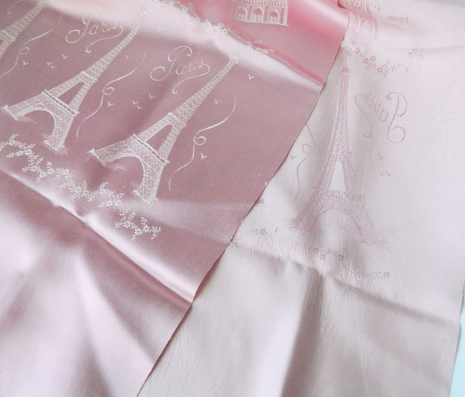 Pink silk Paris souvenir scarf