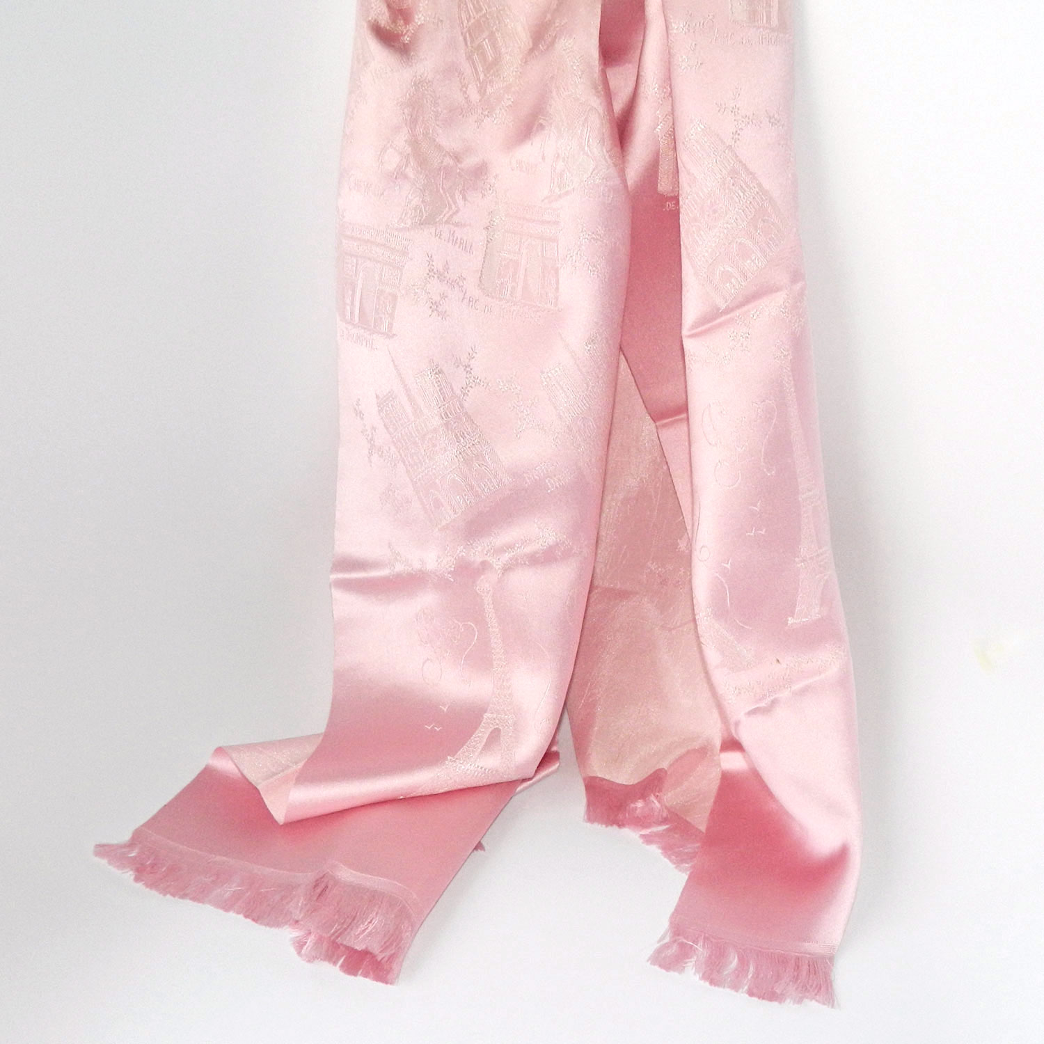 Pink silk Paris souvenir scarf