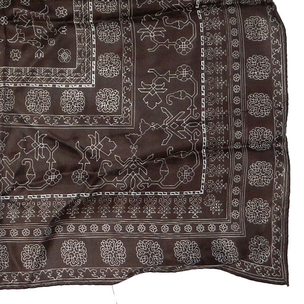 Black white and brown silk vintage scarf