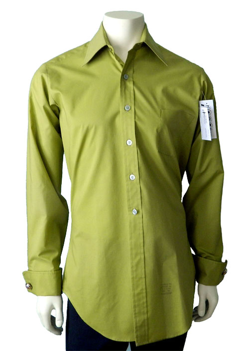 1970's green French cuff shirt