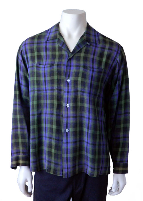1950's Stradivari plaid rayon shirt