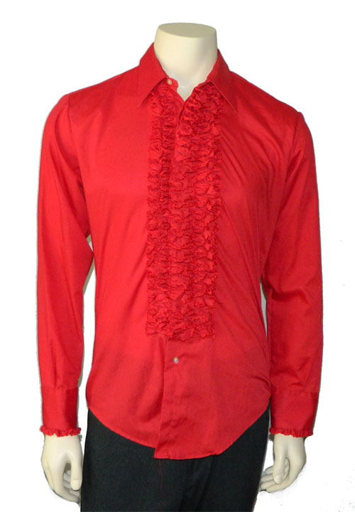 Red ruffle front tuxedo shirt
