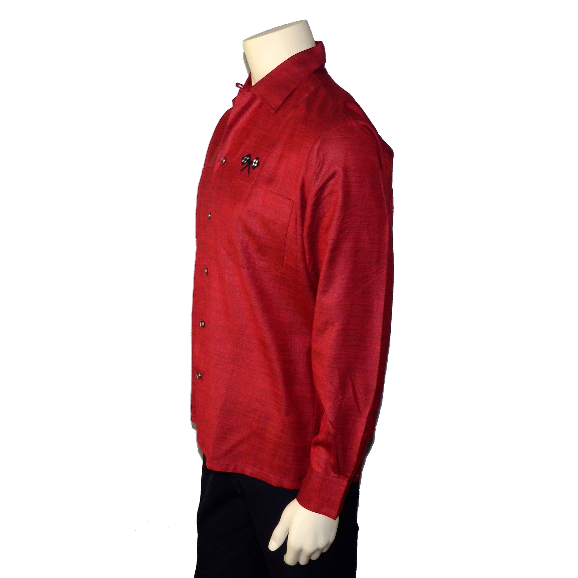 1950s maroon red rayon shirt
