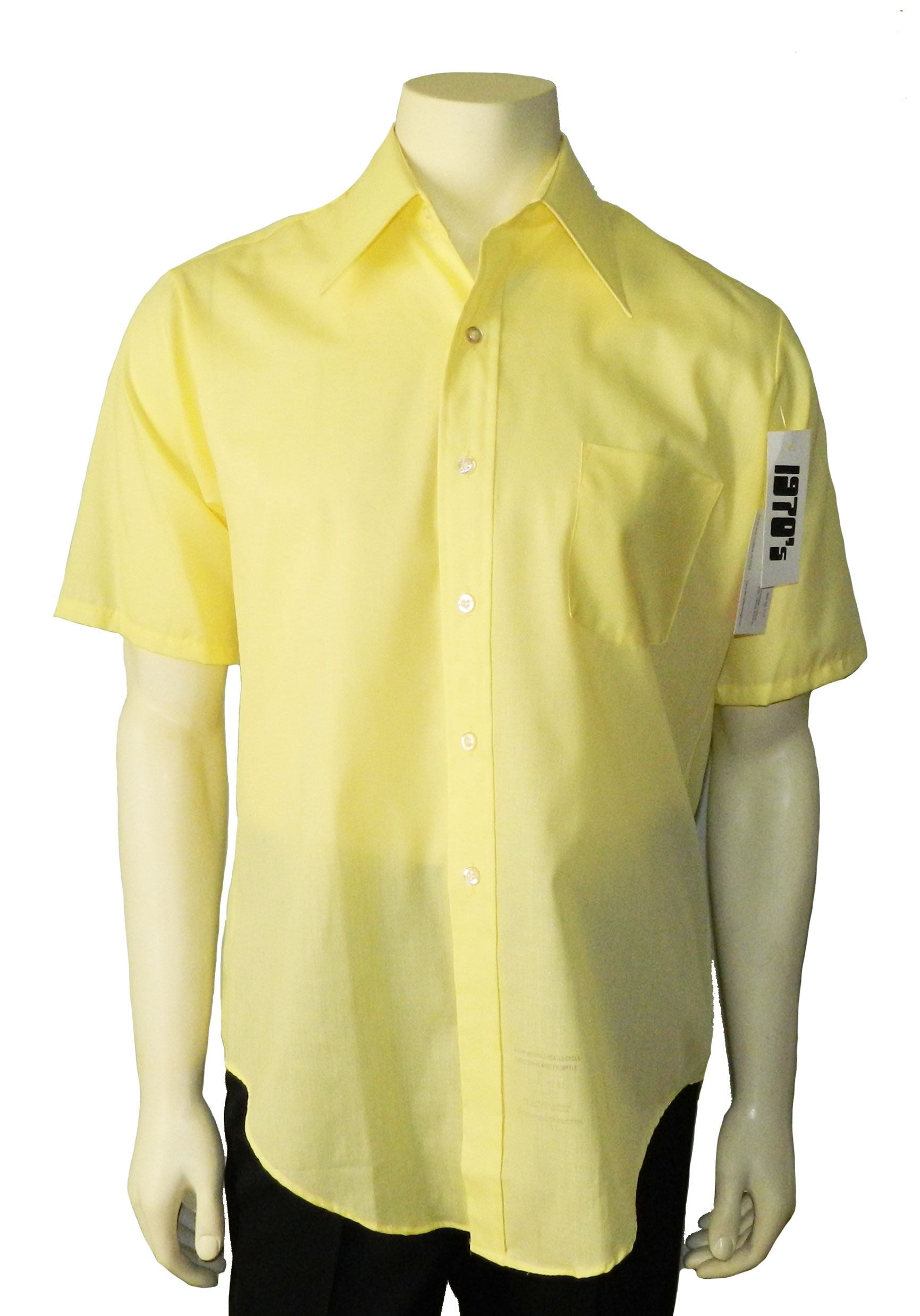 1970s short sleeve yellow dress shirt