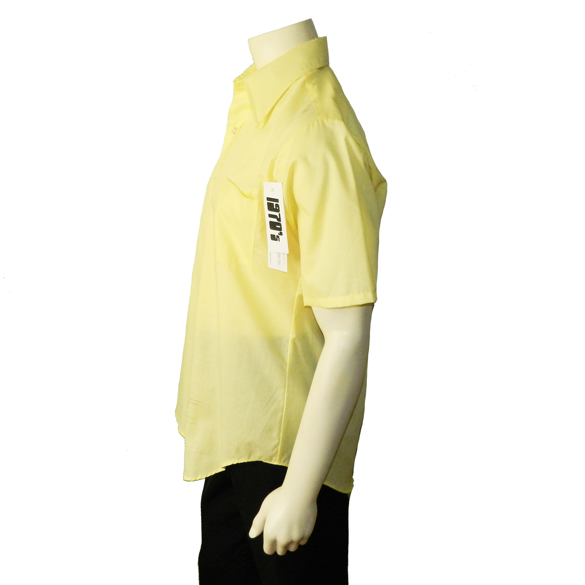 1970s short sleeve yellow dress shirt