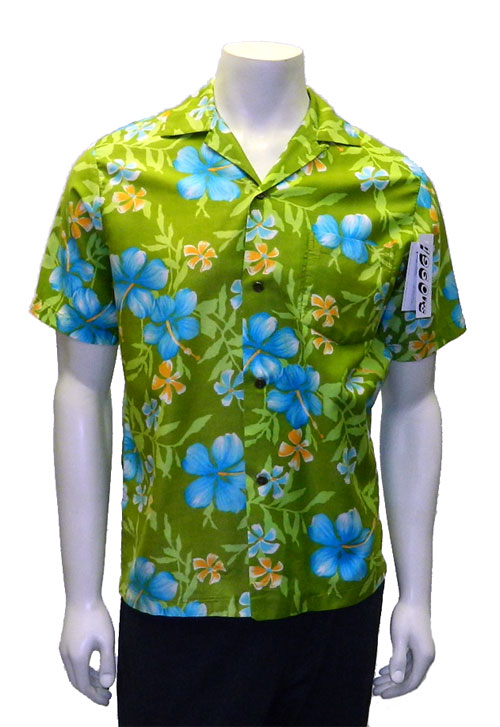 1960's green and blue Hawaiian shirt