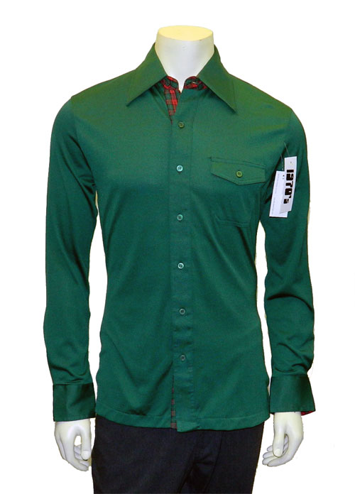 vintage 1970's fitted green knit shirt