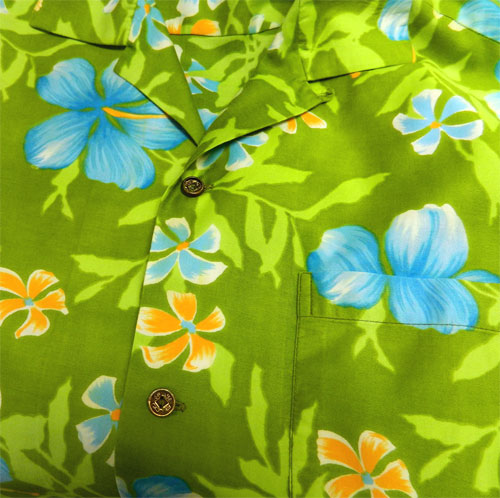 1960's green and blue Hawaiian shirt