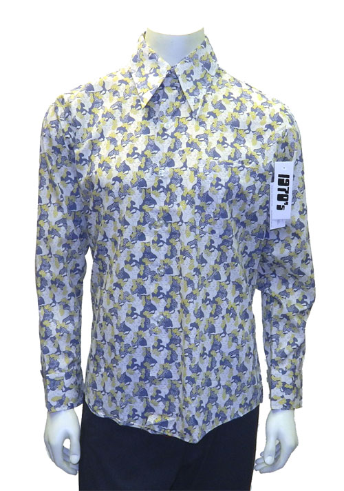 1970's tapered long sleeve patterned shirt