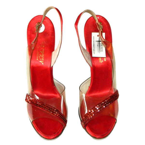 red sling back shoes