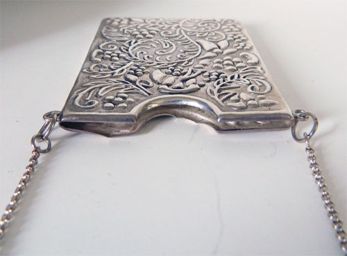 Sterling silver business card holder necklace