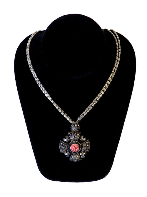 Silver Jerusalem cross pendant necklace