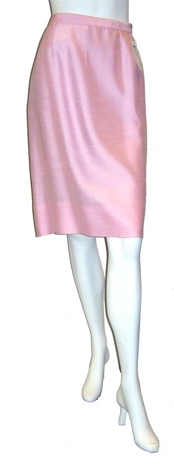 1960's pink silk shantung skirt